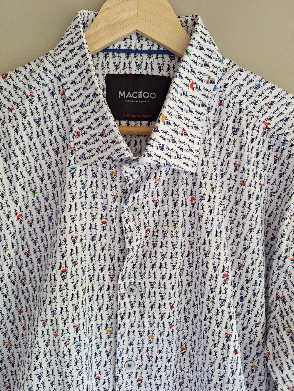 Maceoo Fibonacci Luxury Men's Shirt - Dog Pattern - Cotton Jersey - Size 6/2XL